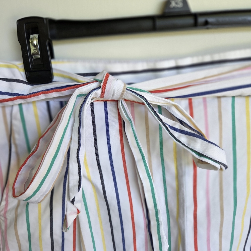 J. Crew Striped Tie Waist Shorts Multicolor Stripe Size-8 - Picture 6 of 8